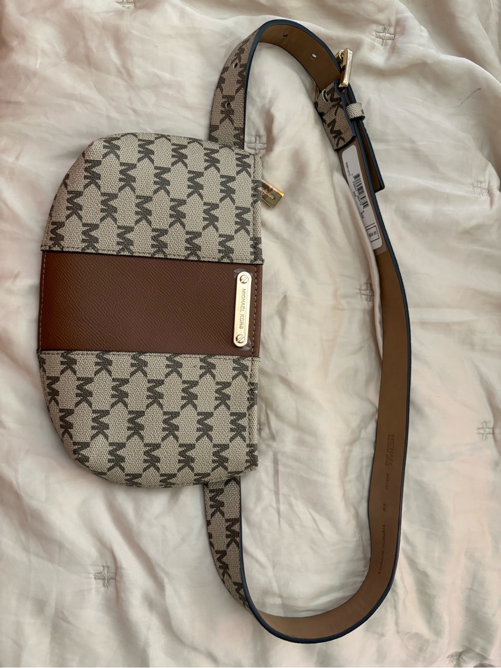 MICHAEL Michael Kors Beige Monogram and Brown Crossbody Belt Bag